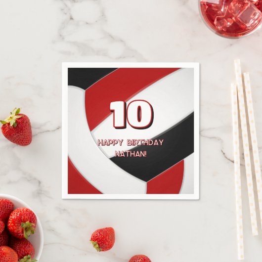 レッドブラックチームカラーバレーボールスポーツパーティー スタンダードカクテルナプキン (インサイチュ)