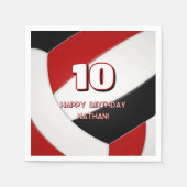 レッドブラックチームカラーバレーボールスポーツパーティー スタンダードカクテルナプキン (正面)