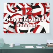 レッドブラックチームカラーバレーボール誕生日パーティー 横断幕 (トレードショー)