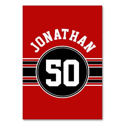 レッドブラックチームジャージーファンギア名番号 テーブルナンバー (正面)