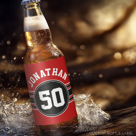 レッドブラックチームジャージーファンギア名番号 ビールラベル