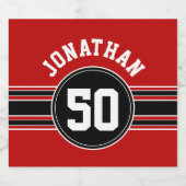 レッドブラックチームジャージーファンギア名番号 ビールラベル (シングルラベル)