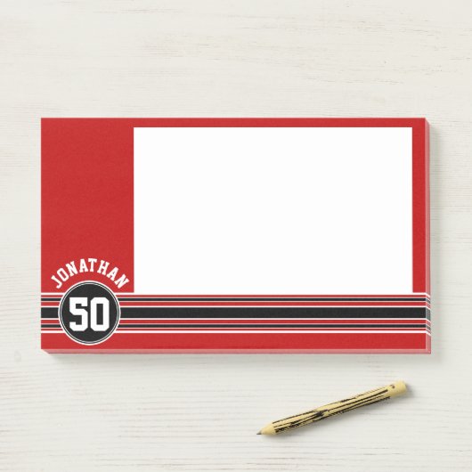 レッドブラックチームジャージーファンギア名番号 ポストイット (デスク)