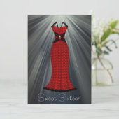 レッドブラックドレススウィート16パーティー 招待状 (スタンド正面)