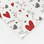 レッドブラックドードルハートレトロモノグラム名 フリースブランケット (角)