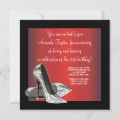 レッドブラックハイヒール女性21st誕生日 招待状 (裏面)