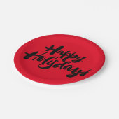 レッドブラックハッピーホーリーホリデイズクリスマス ペーパープレート (アングル)