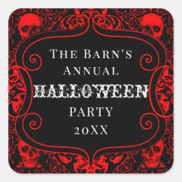 レッドブラックハロウィーンダマスクスカルゴシックカスタム スクエアシール