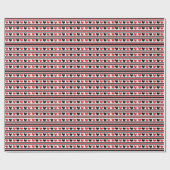 レッドブラックハートズストライプキュートバレンタインデー ラッピングペーパー (フラット)