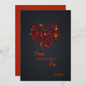 レッドブラックハートハッピーバレンタインデー招待状 招待状 (正面/裏面)