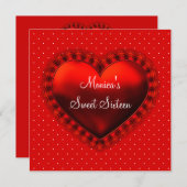 レッドブラックハートブラックレッドスウィート16バースデーパーティー 招待状 (正面/裏面)