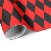 レッドブラックハーレクインクリスマスホリデー ラッピングペーパー (ロールコーナー)