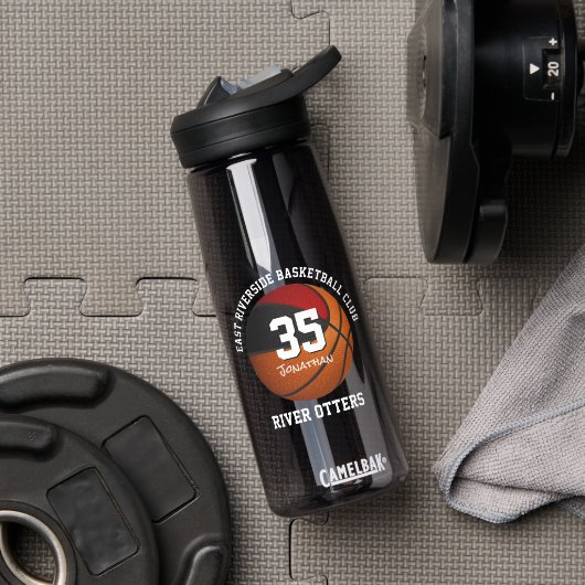 レッドブラックバスケットボールチームカラーズクラブ名 ウォーターボトル (ジム)