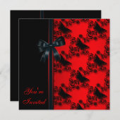 レッドブラックバタフライパーティー 招待状 (正面/裏面)