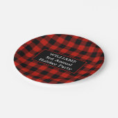 レッドブラックバッファローチェックあなたの名前ホリデーパーティー ペーパープレート (アングル)