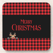 レッドブラックバッファローチェックとピーピングトナカイ