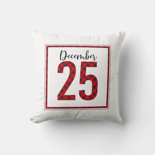 レッドブラックバッファローチェッククリスマス装飾用クッション クッション (正面)