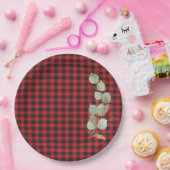 レッドブラックバッファローチェックグリッターセージ植物学 ペーパープレート (パーティー)