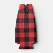 レッドブラックバッファローパーソナライズされたプレイド ボトルクーラー (裏面)