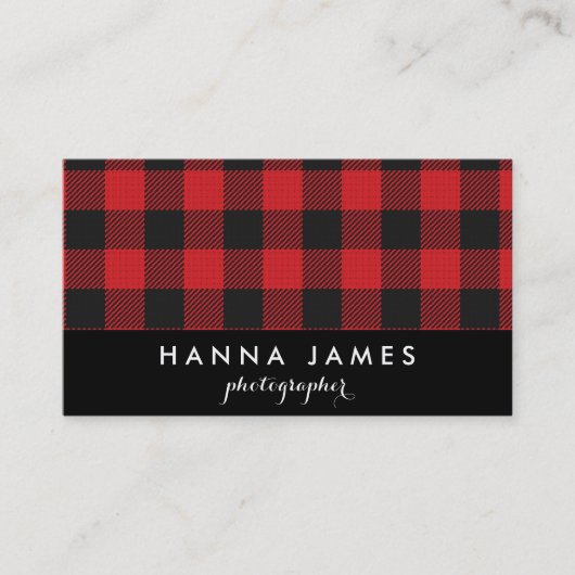 レッドブラックバッファローパーソナライズされたプレイド 名刺 (正面)