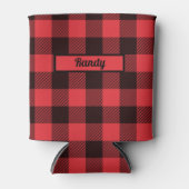 レッドブラックバッファローパーソナライズされたプレイド 缶クーラー (正面)