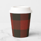 レッドブラックバッファロープライ市松模様にドスクウェアズホリデー 紙コップ (裏面)