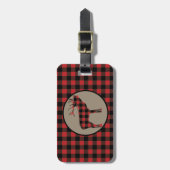 レッドブラックバッファロープレイドエルク ラゲッジタグ (正面縦)