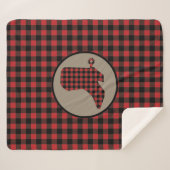 レッドブラックバッファロープレイドカウボーブーツ シェルパブランケット (正面(横))