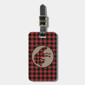 レッドブラックバッファロープレイドキツネ ラゲッジタグ (正面縦)