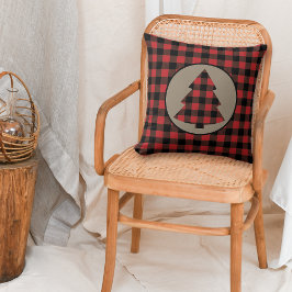 レッドブラックバッファロープレイドクリスマスツリー クッション