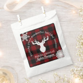 レッドブラックバッファロープレイドクリスマスパーティー フェイバーバッグ (クリップ留めされた状態)