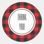 レッドブラックバッファロープレイドクリスマスホリデー ラウンドシール (正面)