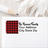 レッドブラックバッファロープレイドクリスマスホリデー ラベル (インサイチュ)