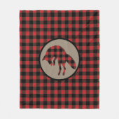 レッドブラックバッファロープレイドジャンプキツネ フリースブランケット (正面)