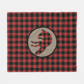 レッドブラックバッファロープレイドジャンプキツネ フリースブランケット (正面(横))