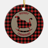 レッドブラックバッファロープレイドスリー&ツリー セラミックオーナメント (正面)