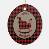 レッドブラックバッファロープレイドスリー&ツリー セラミックオーナメント (左)