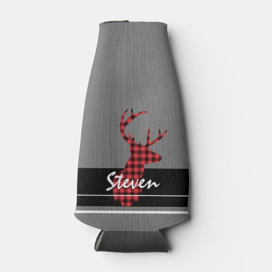 レッドブラックバッファロープレイドディアーハンターカスタマイズ ボトルクーラー (正面)