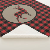 レッドブラックバッファロープレイドバックディアー シェルパブランケット (3/4)