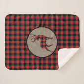 レッドブラックバッファロープレイドバックディアー シェルパブランケット (正面(横))