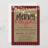 レッドブラックバッファロープレイドバーチャルクリスマスパーティー 招待状 (正面)