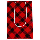 レッドブラックバッファロープレイドパターンクリスマス  ミディアムペーパーバッグ (裏面)