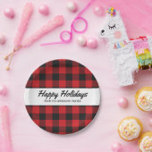 レッドブラックバッファロープレイドマウンテン素朴クリスマス ペーパープレート (パーティー)