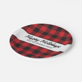 レッドブラックバッファロープレイドマウンテン素朴クリスマス ペーパープレート (アングル)