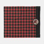 レッドブラックバッファロープレイドムース頭 フリースブランケット (正面(横))