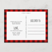 レッドブラックバッファロープレイドメリークリスマスフォト シーズンポストカード (裏面)