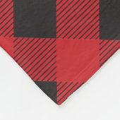レッドブラックバッファロープレイドランバージャックベアーモノグラム フリースブランケット (角)