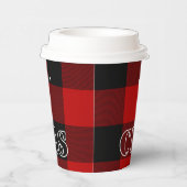 レッドブラックバッファロープレイド市松模様にメリークリスマス 紙コップ (右)