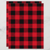 レッドブラックバッファロープレイド素朴スクラップブック紙 (正面/裏面)