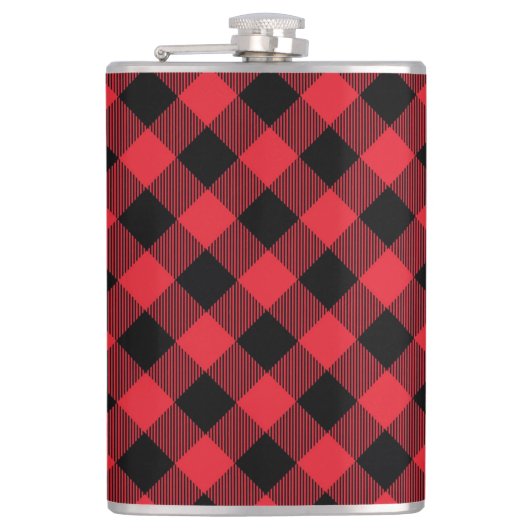 レッドブラックバッファロープレイド フラスク (正面)